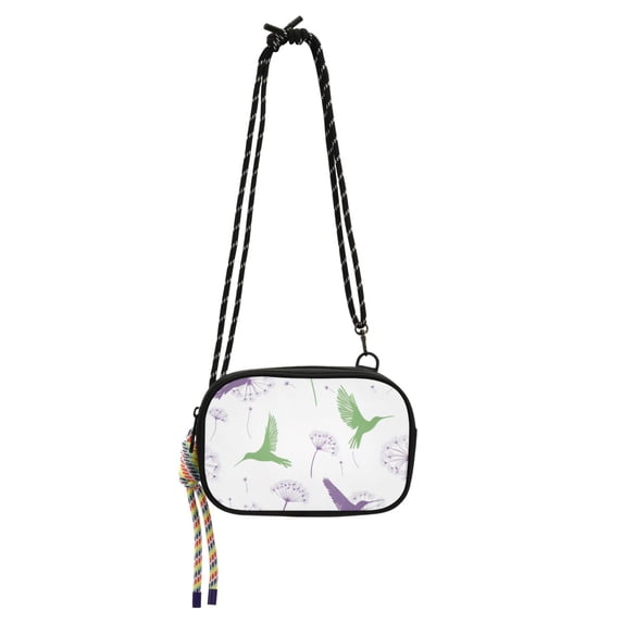 FORMRS Mini Crossbody Bag for Women Adjustable Rope Shoulder Casual Phone Purse, Purple Birds