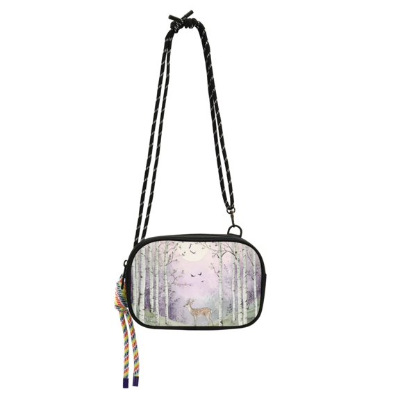 FORMRS Mini Crossbody Bag for Women Adjustable Rope Shoulder Casual Phone Purse, Purple Deer