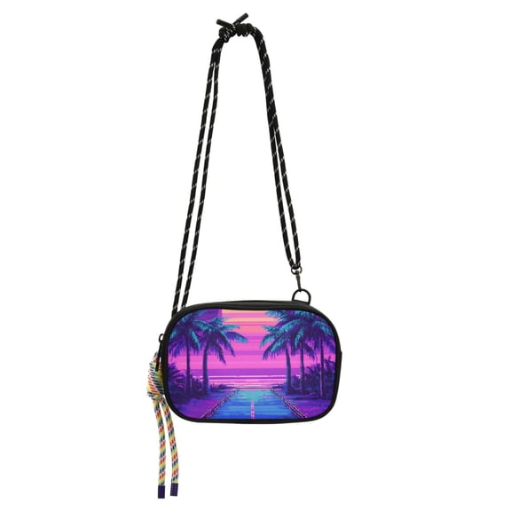 FORMRS Mini Crossbody Bag for Women Adjustable Shoulder Rope Travel Casual Phone Purse, Purple Digital Art