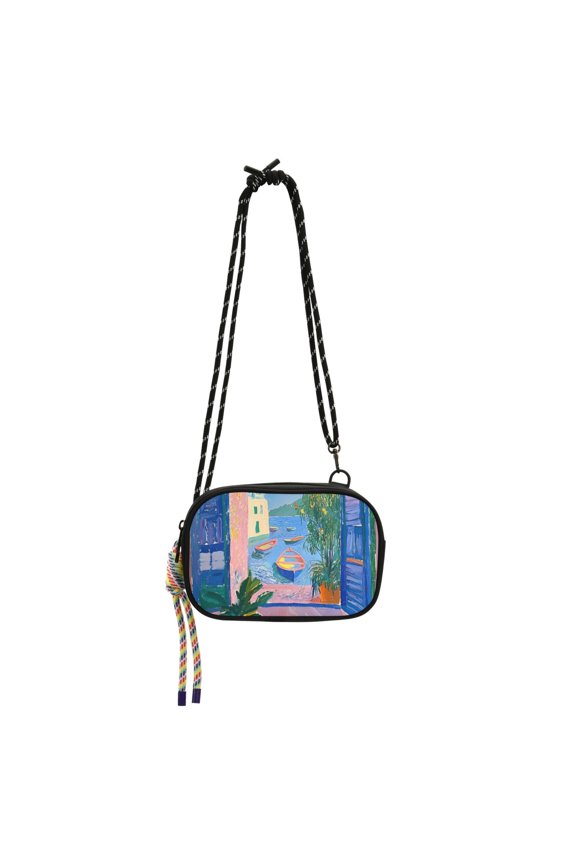 Mini Crossbody Bag for Women Adjustable Rope Shoulder Casual Phone Purse, Purple Window