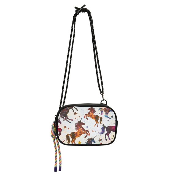 FORMRS Mini Crossbody Bag for Women Adjustable Shoulder Rope Travel Casual Phone Purse, Rainbow Stars Pattern