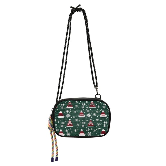 FORMRS Mini Crossbody Bag for Women Adjustable Rope Shoulder Casual Phone Purse, Red Christmas Trees