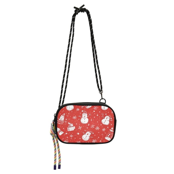 FORMRS Mini Crossbody Bag for Women Adjustable Shoulder Rope Travel Casual Phone Purse, Red Snowman