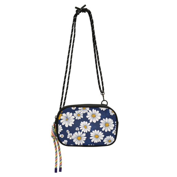 FORMRS Mini Crossbody Bag for Women Adjustable Rope Shoulder Casual Phone Purse, Retro Daisy Pattern