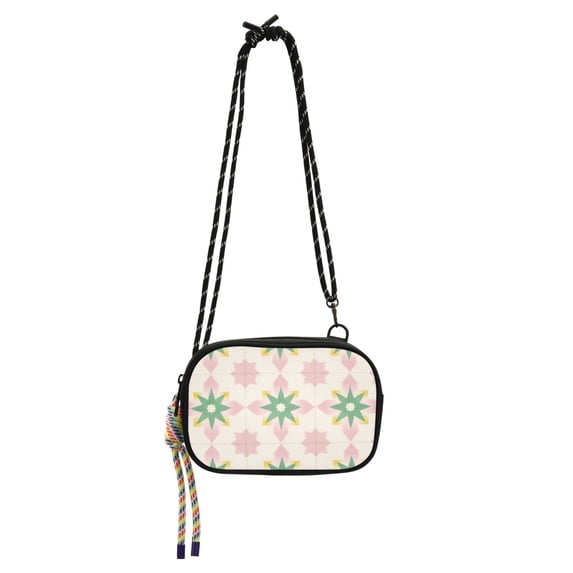 FORMRS Mini Crossbody Bag for Women Adjustable Rope Shoulder Casual Phone Purse, Retro Green Stars