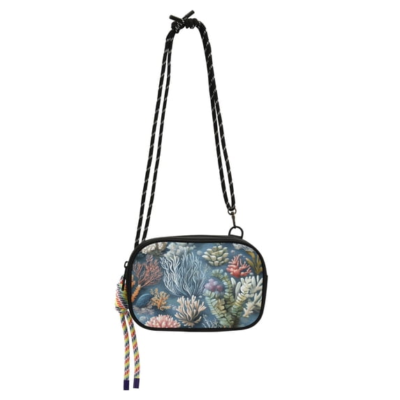FORMRS Mini Crossbody Bag for Women Adjustable Shoulder Rope Travel Casual Phone Purse, Sea Plants Pattern