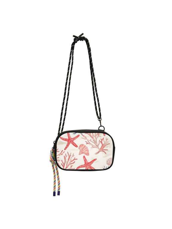 Mini Crossbody Bag for Women Adjustable Shoulder Rope Travel Casual Phone Purse, Starfish Seashell