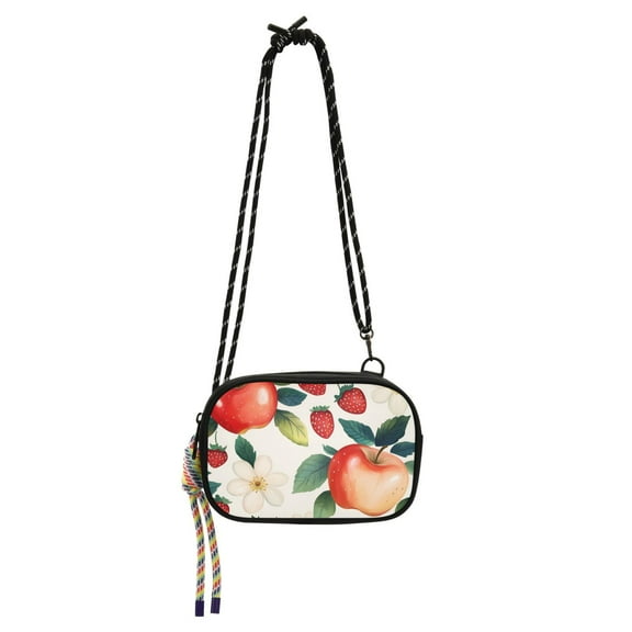 FORMRS Mini Crossbody Bag for Women Adjustable Rope Shoulder Casual Phone Purse, Strawberry Pattern