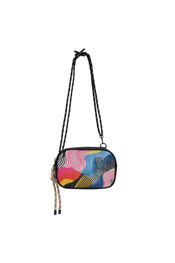 Mini Crossbody Bag for Women Adjustable Rope Shoulder Casual Phone Purse, Stripes Pattern