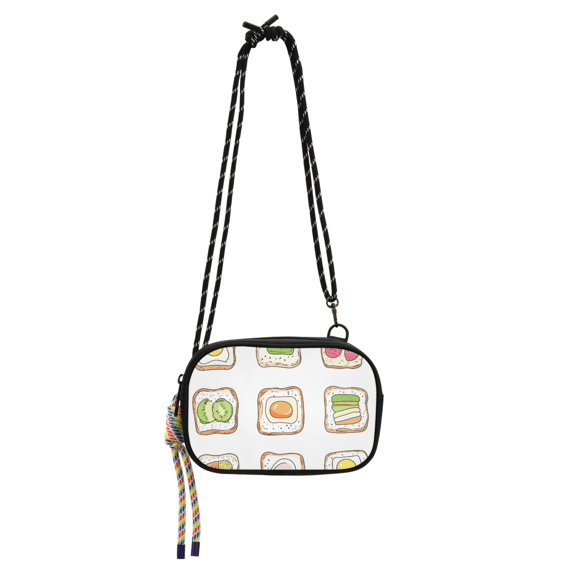 FORMRS Mini Crossbody Bag for Women Adjustable Shoulder Rope Travel Casual Phone Purse, Toasts Pattern