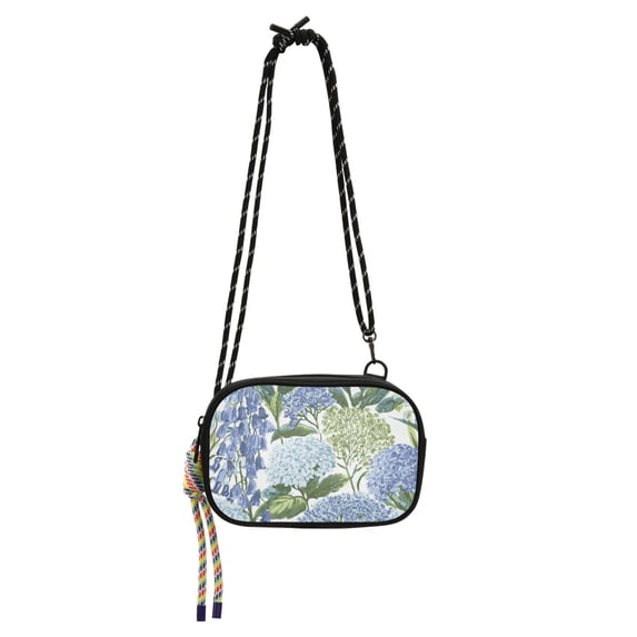 FORMRS Mini Crossbody Bag for Women Adjustable Shoulder Rope Travel Casual Phone Purse, Vibrant Hydrangeas Pattern