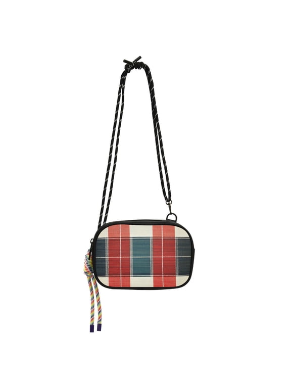 Mini Crossbody Bag for Women Adjustable Shoulder Rope Travel Casual Phone Purse, Vibrant Red Tartan Pattern