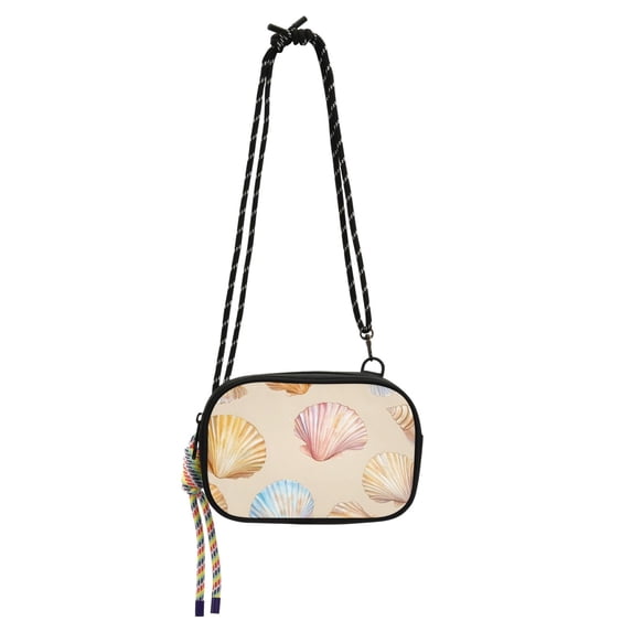 FORMRS Mini Crossbody Bag for Women Adjustable Shoulder Rope Travel Casual Phone Purse, Watercolor Seashell