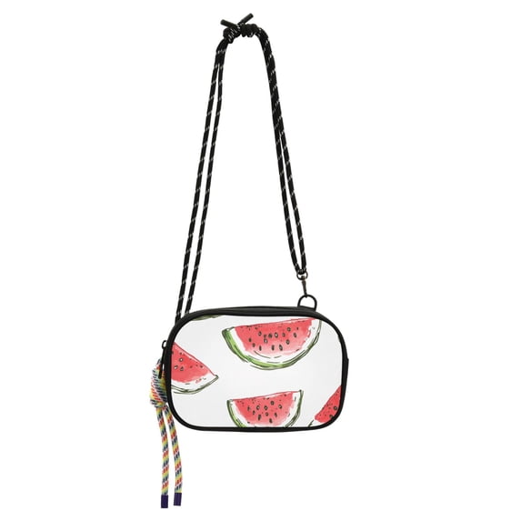 FORMRS Mini Crossbody Bag for Women Adjustable Shoulder Rope Travel Casual Phone Purse, Watermelon Pattern