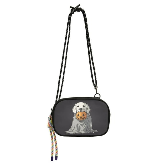 FORMRS Mini Crossbody Bag for Women Adjustable Rope Shoulder Casual Phone Purse, White Halloween Dog