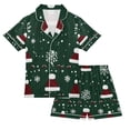thumbnail image 1 of FORMRS Kids Short Sleeve Top and Pants Pajama Set Unisex Satin 2-Piece Sleepwear, Sizes 11-12Y, Christmas Santa Hats, 1 of 8