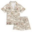 thumbnail image 1 of FORMRS Kids Short Sleeve Top and Pants Pajama Set Unisex Satin 2-Piece Sleepwear, Sizes 11-12Y, Gray Cartoon Goose Pattern, 1 of 8