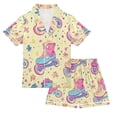 thumbnail image 1 of FORMRS Kids Short Sleeve Top and Pants Pajama Set Unisex Satin 2-Piece Sleepwear, Sizes 11-12Y, Neon Skates, 1 of 8