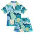 thumbnail image 1 of FORMRS Kids Short Sleeve Top and Pants Pajama Set Unisex Satin 2-Piece Sleepwear, Sizes 11-12Y, Vibrant Cat Pattern, 1 of 8