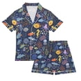 thumbnail image 1 of FORMRS Niños Short Sleeve Top and Pants Pajama Set Unisex Satin 2-Piece Sleepwear, Sizes 13-14Y, Cartoon Ocean Pattern, 1 of 8