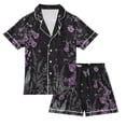 thumbnail image 1 of FORMRS Kids Short Sleeve Top and Pants Pajama Set Unisex Satin 2-Piece Sleepwear, Sizes 13-14Y, Gothic Floral Print, 1 of 8