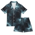 thumbnail image 1 of FORMRS Kids Short Sleeve Top and Pants Pajama Set Unisex Satin 2-Piece Sleepwear, Sizes 13-14Y, Lightning Pattern, 1 of 8