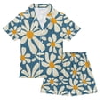 thumbnail image 1 of FORMRS Kids Short Sleeve Top and Pants Pajama Set Unisex Satin 2-Piece Sleepwear, Sizes 13-14Y, Whimsy Daisy Pattern, 1 of 8