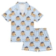 thumbnail image 1 of FORMRS Kids Short Sleeve Top and Pants Pajama Set Unisex Satin 2-Piece Sleepwear, Sizes 5-6Y, Blueberry Pancake Pattern, 1 of 8