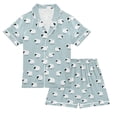 thumbnail image 1 of FORMRS Kids Short Sleeve Top and Pants Pajama Set Unisex Satin 2-Piece Sleepwear, Sizes 5-6Y, Cartoon Sheep Pattern, 1 of 8
