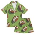 thumbnail image 1 of FORMRS Kids Short Sleeve Top and Pants Pajama Set Unisex Satin 2-Piece Sleepwear, Sizes 5-6Y, Game Day Footballs, 1 of 8