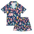 thumbnail image 1 of FORMRS Niños Short Sleeve Top and Pants Pajama Set Unisex Satin 2-Piece Sleepwear, Sizes 5-6Y, Pink Cartoon Truck Pattern, 1 of 8