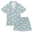 thumbnail image 1 of FORMRS Kids Short Sleeve Top and Pants Pajama Set Unisex Satin 2-Piece Sleepwear, Sizes 5-6Y, Simple Sheep Pattern, 1 of 8