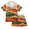 thumbnail image 1 of FORMRS Niños Short Sleeve Top and Pants Pajama Set Unisex Satin 2-Piece Sleepwear, Sizes 7-8Y, Abstract Desert Pattern, 1 of 8