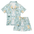 thumbnail image 1 of FORMRS Kids Satin Short Sleeve Pajama Set Unisex Top and Pants Soft 2-Piece Sleepwear, Sizes 7-8Y, Floral Easter, 1 of 8