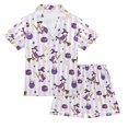 thumbnail image 1 of FORMRS Kids Short Sleeve Top and Pants Pajama Set Unisex Satin 2-Piece Sleepwear, Sizes 7-8Y, Purple Halloween Gooses, 1 of 8