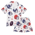 thumbnail image 1 of FORMRS Kids Short Sleeve Top and Pants Pajama Set Unisex Satin 2-Piece Sleepwear, Sizes 7-8Y, Star Spangled Helmets, 1 of 8