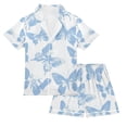 thumbnail image 1 of FORMRS Niños Short Sleeve Top and Pants Pajama Set Unisex Satin 2-Piece Sleepwear, Sizes 9-10Y, Blue Butterfly, 1 of 8