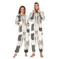 thumbnail image 1 of FORMRS Onesies Pajama for Adults Unisex Hoodie Winter Jumpsuit One Piece Sleepwear, Sizes S-2XL, Beige Cute Cats, 1 of 7