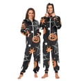 thumbnail image 1 of FORMRS Onesies Pajama for Adults Unisex Hoodie Winter Jumpsuit One Piece Sleepwear, Sizes S-2XL, Black Halloween Pattern, 1 of 7
