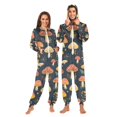 thumbnail image 1 of FORMRS Onesies Pajama for Adults Unisex Hoodie Winter Jumpsuit One Piece Sleepwear, Sizes S-2XL, Black Mushroom Pattern, 1 of 7
