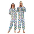 thumbnail image 1 of FORMRS Onesies Pajama for Adults Unisex Hoodie Winter Jumpsuit One Piece Sleepwear, Sizes S-2XL, Blue Checkered Daisy, 1 of 7