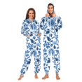 thumbnail image 1 of FORMRS Onesies Pajama for Adults Unisex Hoodie Winter Jumpsuit One Piece Sleepwear, Sizes S-2XL, Blue Floral Pattern, 1 of 7