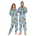 thumbnail image 1 of FORMRS Onesies Pajama for Adults Unisex Hoodie Winter Jumpsuit One Piece Sleepwear, Sizes S-2XL, Blue Hockey Pattern, 1 of 7