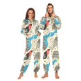 thumbnail image 1 of FORMRS Onesies Pajama for Adults Unisex Hoodie Winter Jumpsuit One Piece Sleepwear, Sizes S-2XL, Blue Retro Print, 1 of 7