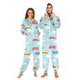 thumbnail image 1 of FORMRS Onesies Pajama for Adults Unisex Hoodie Winter Jumpsuit One Piece Sleepwear, Sizes S-2XL, Blue Trains Pattern, 1 of 7