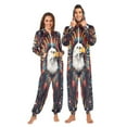 thumbnail image 1 of FORMRS Onesies Pajama for Adults Unisex Hoodie Winter Jumpsuit One Piece Sleepwear, Sizes S-2XL, Brown Abstract Eagle, 1 of 7