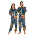 thumbnail image 1 of FORMRS Onesies Pajama for Adults Unisex Hoodie Winter Jumpsuit One Piece Sleepwear, Sizes S-2XL, Colorful Waves Pattern, 1 of 7