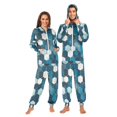 thumbnail image 1 of FORMRS Onesies Pajama for Adults Unisex Hoodie Winter Jumpsuit One Piece Sleepwear, Sizes S-2XL, Dark Blue Hexagon Patterns, 1 of 7