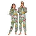 thumbnail image 1 of FORMRS Onesies Pajama for Adults Unisex Hoodie Winter Jumpsuit One Piece Sleepwear, Sizes S-2XL, Green Cartoon Trucks Pattern, 1 of 7
