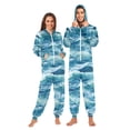 thumbnail image 1 of FORMRS Onesies Pajama for Adults Unisex Hoodie Winter Jumpsuit One Piece Sleepwear, Sizes S-2XL, Green Watercolor Ocean Waves, 1 of 7